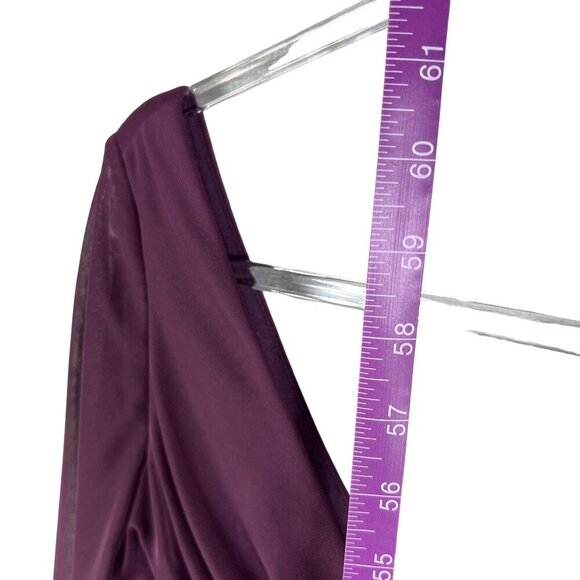 Alex Evenings Size 10 NWT Eggplant Dress Ruched Waist 3/4 Sleeves Sheer Wedding - Picture 14 of 16